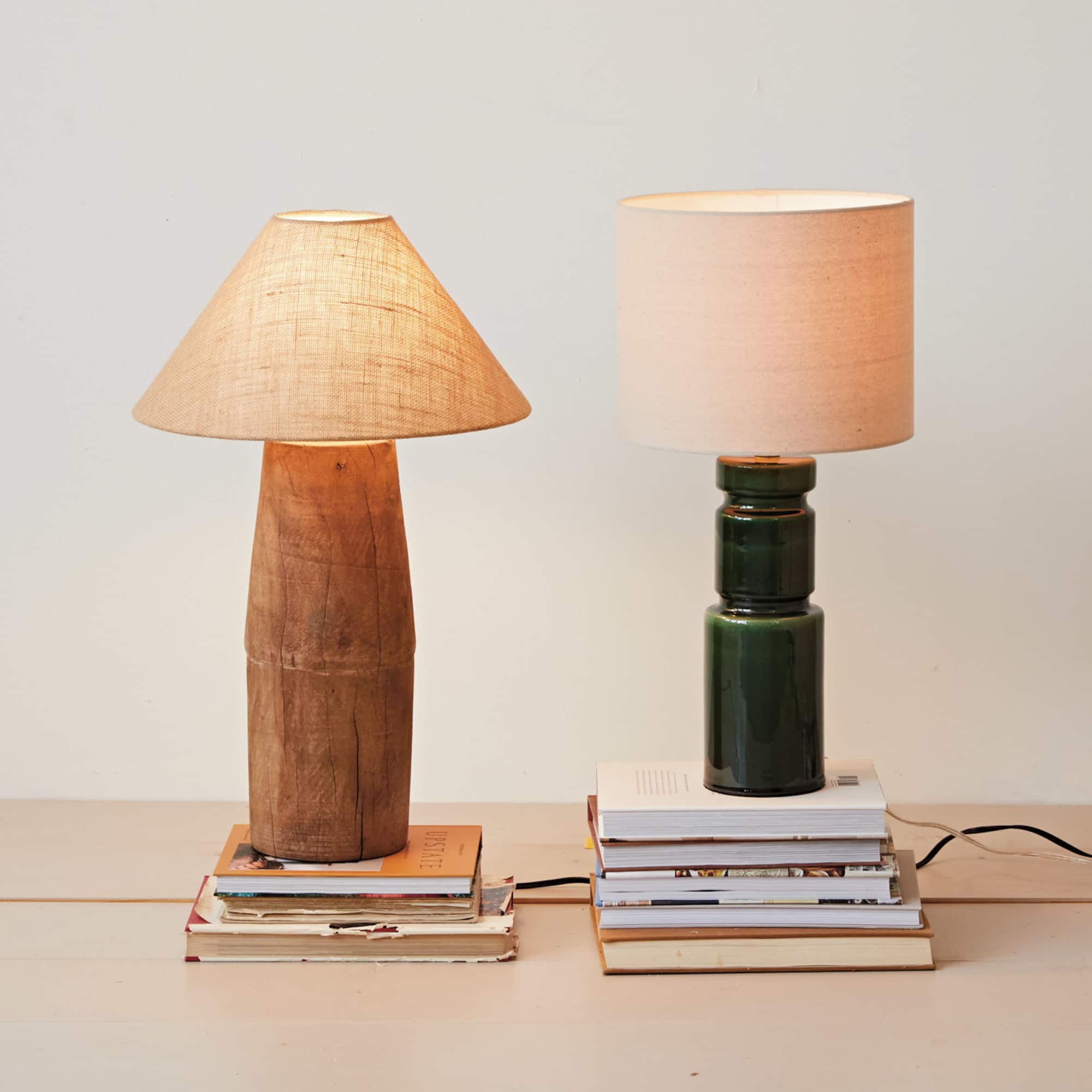 Hello Honey® 26" Natural Reclaimed Wood Swivel Neck Table Lamp with Jute Shade